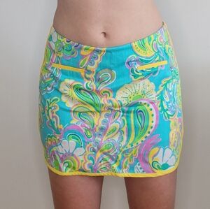 Lily Pulitzer Colorful Y2K Preppy Paisley Mini Skirt Tennis Skirt Skort